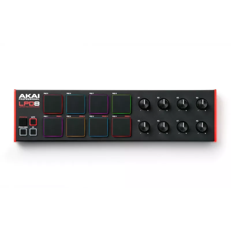 Akai LPD8 MKII MIDI-kosketinsoitin 8 kosketinta USB musta, punainen