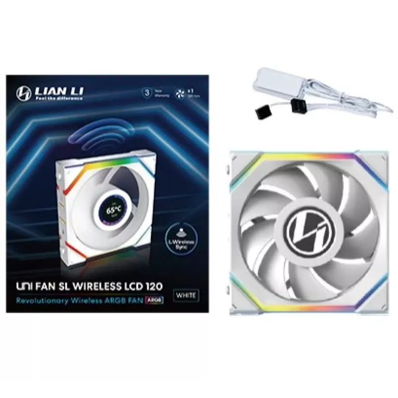 Lian Li UNI FAN SL Wireless LCD 120 12 cm valkoinen 29.5 dB 50.08 cfm