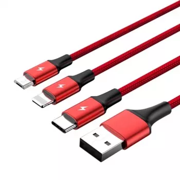 UNITEK C4049RD USB-kaapeli 1,2 m USB A USB C/Micro-USB B/Lightning punainen