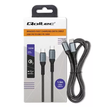USB-kaapeli Qoltec 52358 1,5 m USB-C musta USB 2.0 0,48 Gbit/s