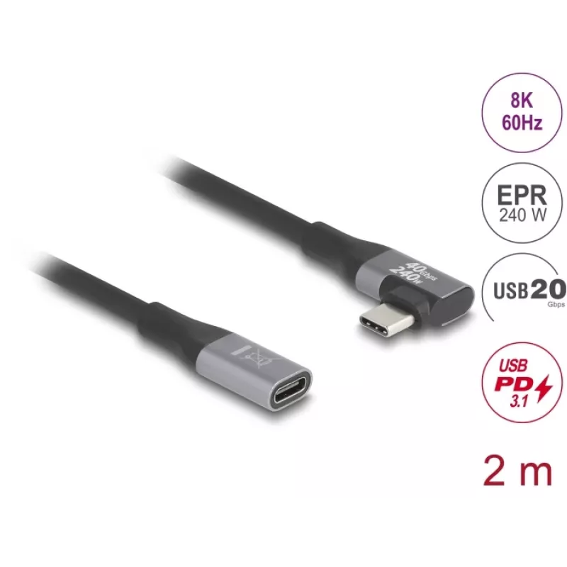 USB-kaapeli DeLOCK 81148 2 m USB-C musta 20 Gbit/s