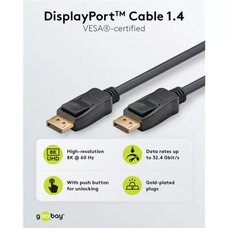 DisplayPort-kaapeli Goobay 74777 1 m musta G-Sync FreeSync