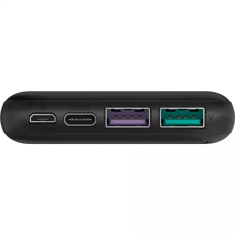 Pikalatausvaravirtalähde 10 000 mAh (musta, USB-C PD, QC 3.0, 10 000 mAh)