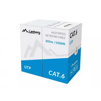 LANBERG verkkokaapeli Cat6 U/UTP LCU6-11CU-0305-S, 305 m, 23 AWG, harmaa, HDPE-vaippa