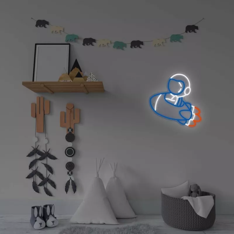 Koristeellinen neonvalo MANTA SNL90MT Style Neon Lights — astronautti raketissa