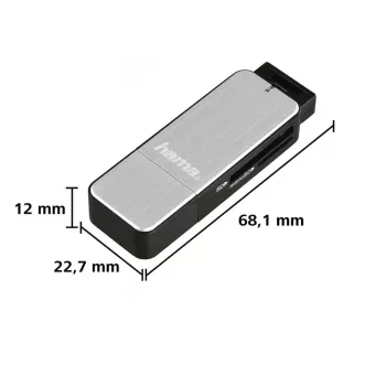 Hama 123900 kortinlukija USB 3.2 Gen 1 (3.1 Gen 1) musta, hopea