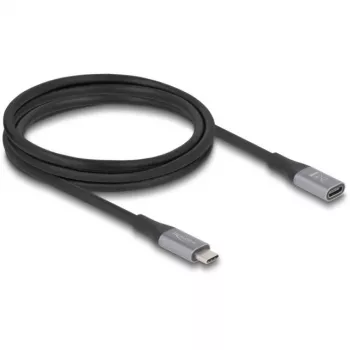 Delock 81202 USB 40 Gbps USB-C -jatkokaapeli, uros – naaras, PD 240 W, 2 m, harmaa
