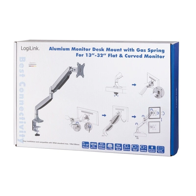 Näyttöteline LogiLink BP0042 81,3 cm (32 tuumaa) työpöytä alumiini