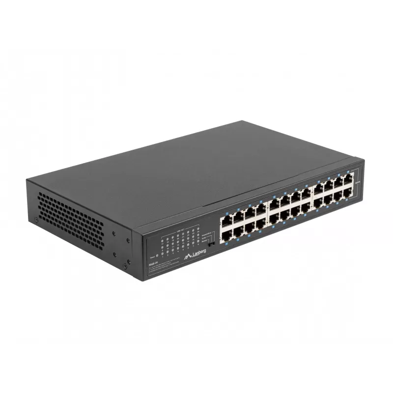 Hallitsematon kytkin LANBERG RSGE-24 — 24× Gigabit Ethernet 1U, rack-asennettava, musta