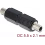 Adapteri DELOCK DC-onttopistoke 5,5 x 2,1 mm liitäntä-liitäntä kierteellä, suora, musta