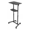 Gembird TVS-DESK-01-BK liikuteltava seisomapöytä pyörillä, säädettävä korkeus 111–134,5 cm, kallistus 30°, enintään 20 kg, musta