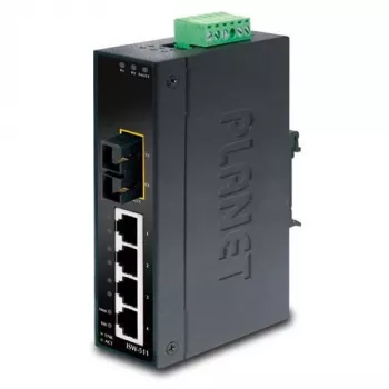 PLANET 4-porttinen Fast Ethernet -kytkin PLANET IP30 ohut Type 4-porttinen, teollisuus Ethernet -kytkin + 1-portti, 100Base-FX(SC) (-10 - 60 °C) (ISW-511)