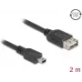 DeLOCK USB-kaapeli USB 2.0 2 m Mini-USB B USB A musta 81525