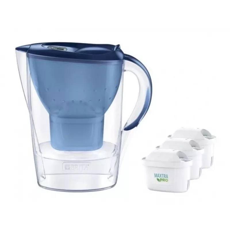 Vesifiltterikannu BRITA Marella 2,4 l 3 Pure Performance -patruunalla, Maxtra Pro, sininen