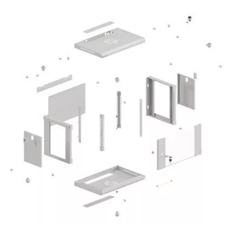 Rack-asennuskaappi LANBERG WF03-5306-10S 19 tuumaa 6U harmaa lasiovella