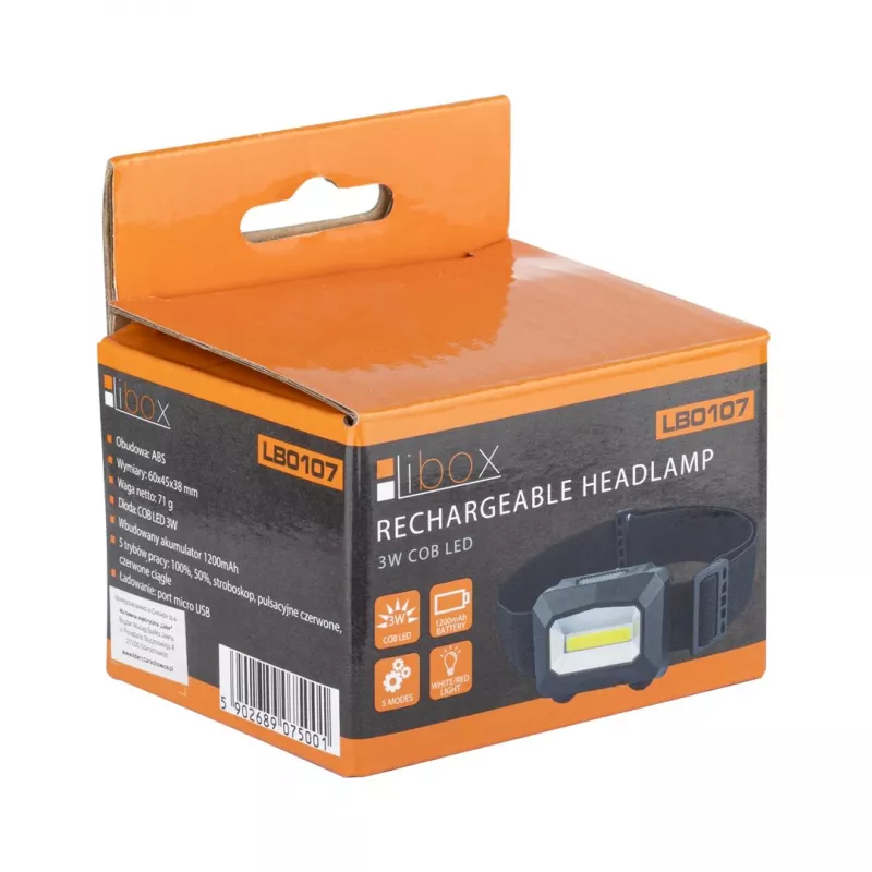 Libox LB0107 taskulamppu musta otsanauhataskulamppu LED