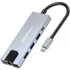 USB-C-keskitin QOLTEC 53795 5-in-1 100W PD:llä, 2×USB-A, HDMI 4K, RJ45