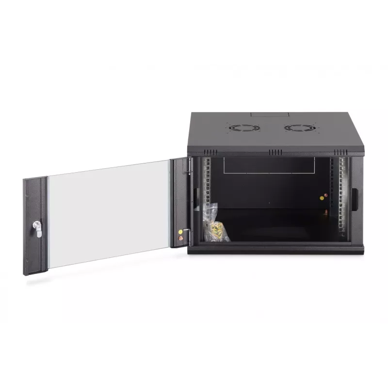 Seinäkiinnitteinen 19 tuuman räkkikotelo DIGITUS Dynamic-N DN-37103 — 7U, 600x600 mm, IP20, kokoamaton, musta
