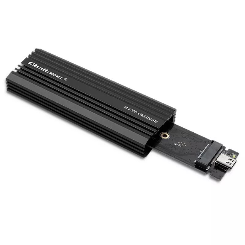 Ulkoinen SSD-kotelo QOLTEC NV2270 M.2 SATA/NVMe-asemille, USB-C, jopa 2 TB