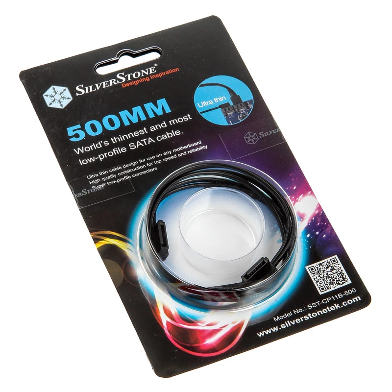 SilverStone SST-CP11B erittäin matala SATA-kaapeli - 50 cm, musta
