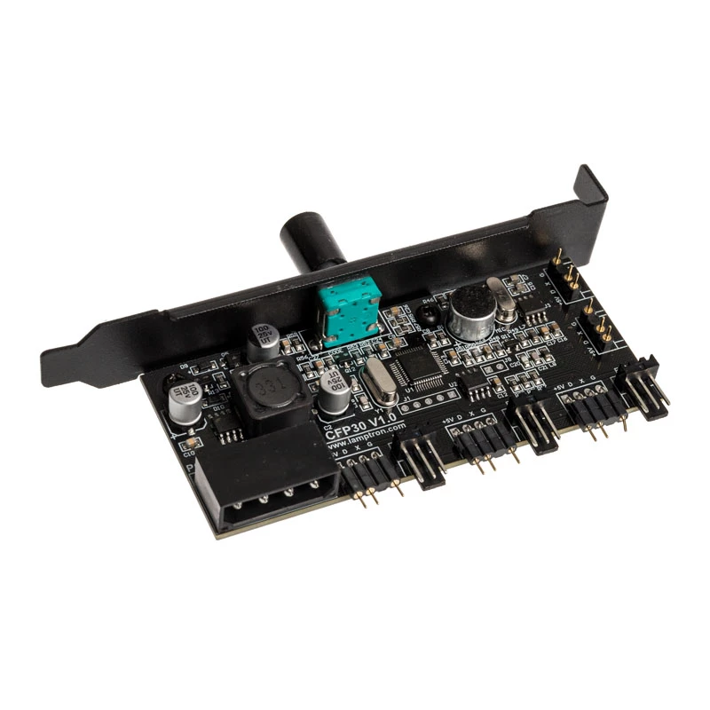 PCI-paikan tuuletin- ja RGB-LED-ohjain Lamptron CFP30, musta