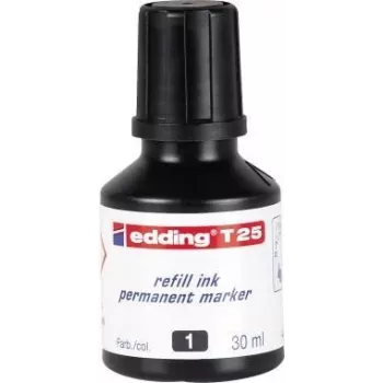 Täyttömuste tussiin Edding T25 musta 30 ml yhteensopiva Edding No.1/21/22/25/400/500/550/800/850/3000/3300 kanssa