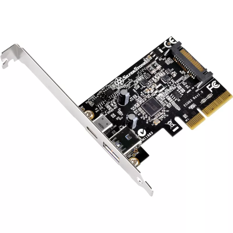 SilverStone ECU03 - USB-sovitin - PCIe 2,0 x2 Low Profile - USB-C 3,1 x 1 + USB-C x 1 (SST-ECU03)