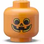 Säilytyslaatikko Room Copenhagen LEGO Storage HEAD Pumpkin Mini oranssi musta – kompakti lelujen ja tarvikkeiden järjestäjä