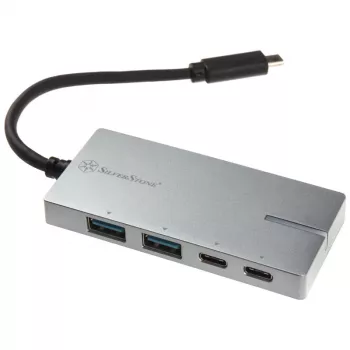 USB 3.1-C sovitin SILVERSTONE SST-EP09C – USB-C–USB-A-liitettävyys, hopeaviimeistely