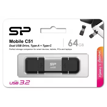USB-muistitikku Silicon Power 64 GB USB Type-A USB Type-C SP064GBUC3C51V1S