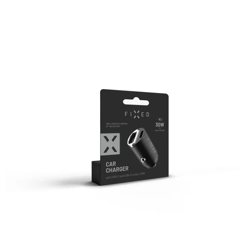 Autolaturi FIXED FIXCC30M-CU-BK 30W USB‑C ajoneuvon pistorasioihin