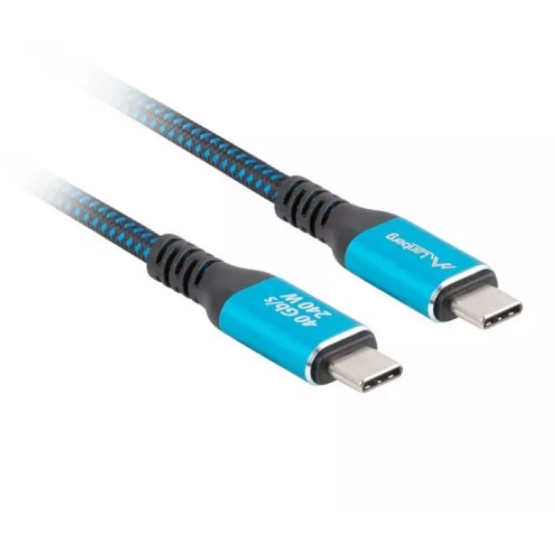 USB-C–USB-C-kaapeli LANBERG CA-CMCM-45CU-0020-BK, 240 W PD, 8K@60Hz, 2,0 m