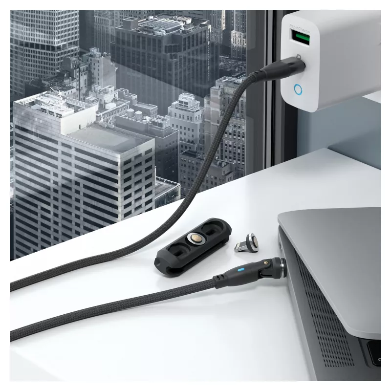 USB-kaapeli RealPower MagneticCharge 100 1m USB-C musta