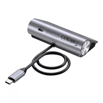 USB-keskitin Unitek H1337AGY01 – 4 porttia (2×USB-C, 2×USB-A), jopa 5 Gbit/s per portti, alumiini, hopea