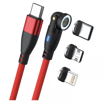 USB-kaapeli RealPower MagneticCharge 100 1 m USB-C punainen pikalataus