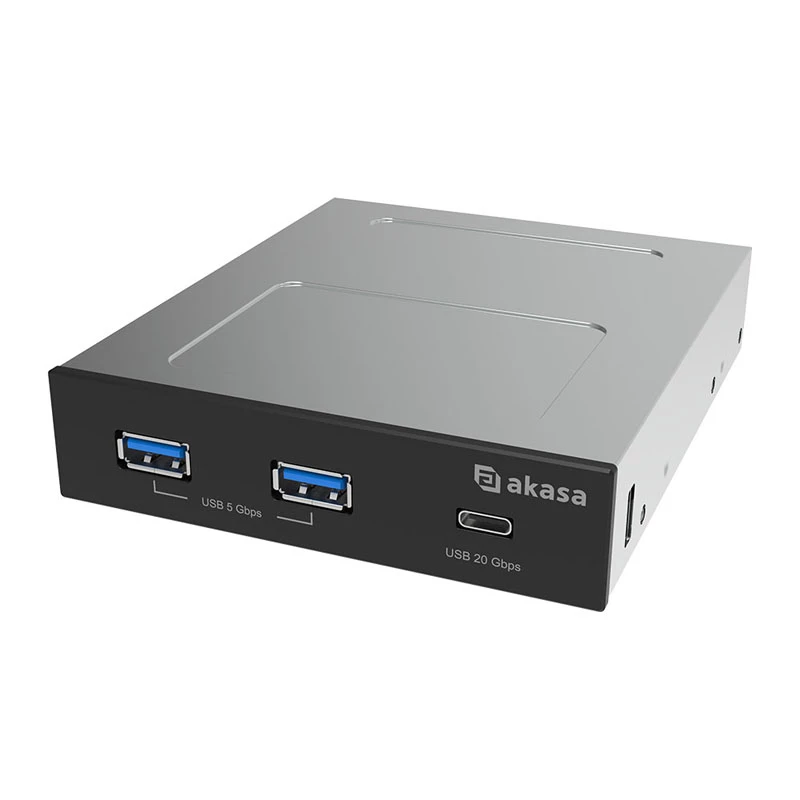 Akasa USB 20Gbps Type-C -paneeli kahdella 5Gbps Type-A-liitännällä