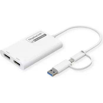 ROLINE näyttösovitin USB Type C A - Dual DP 4K60 ST/BU - sovitin - digitaali/data (12.03.3207)