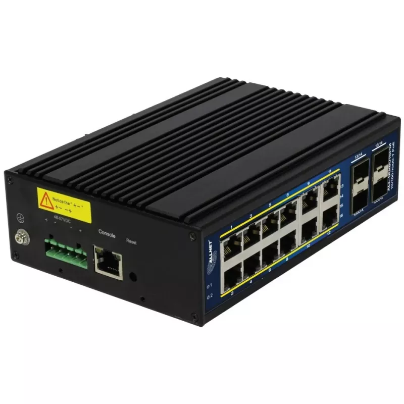 Hallittava kytkin ALLNET ALL-SGI8016PM L2+/L3 12x Gigabit Ethernet PoE