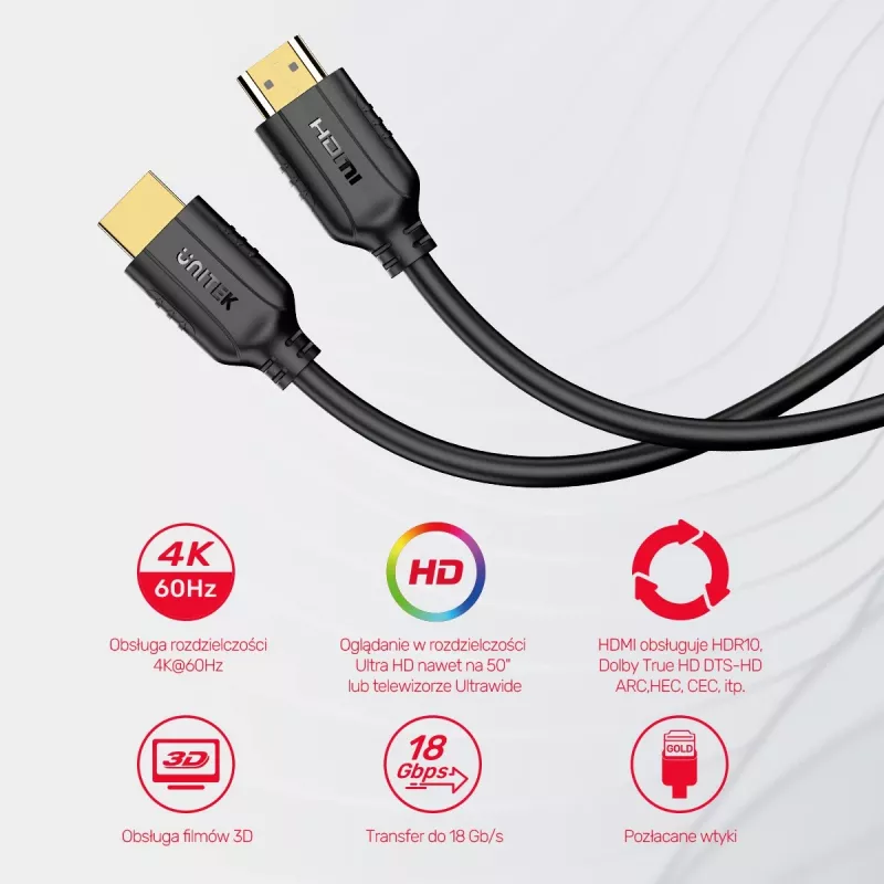 HDMI-kaapeli Unitek C11079BK-3M 3 m, HDMI 2.0, max. resoluutio 4096×3112, musta