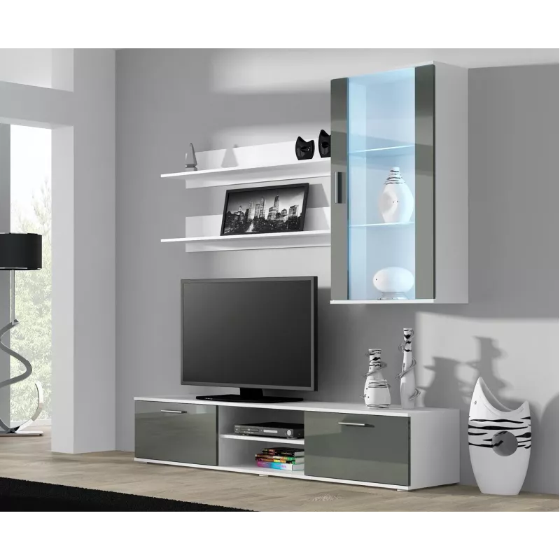 Cama TV-taso SOHO 180 valkoinen/harmaa kiiltävä