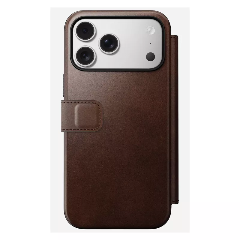 Nomad Modern Leather Folio -puhelinkotelo iPhone 17 Pro Max — ruskea, nahka, 6,3