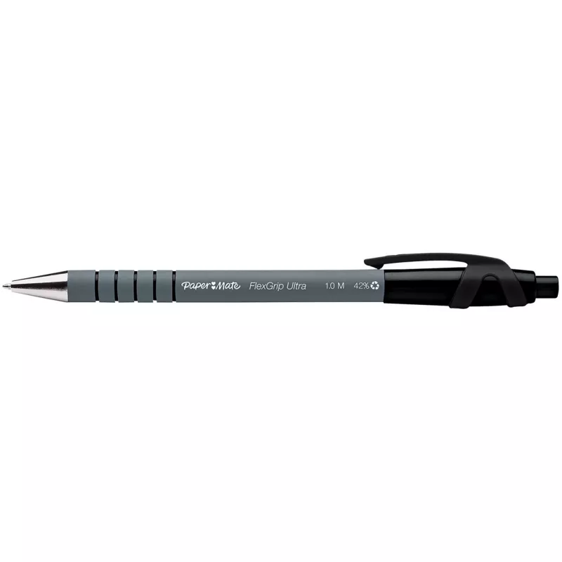 Paper Mate Flexgrip Ultra - klipsi - klipsikiinnitteinen kuulakärkikynä - musta - 12 kpl - medium