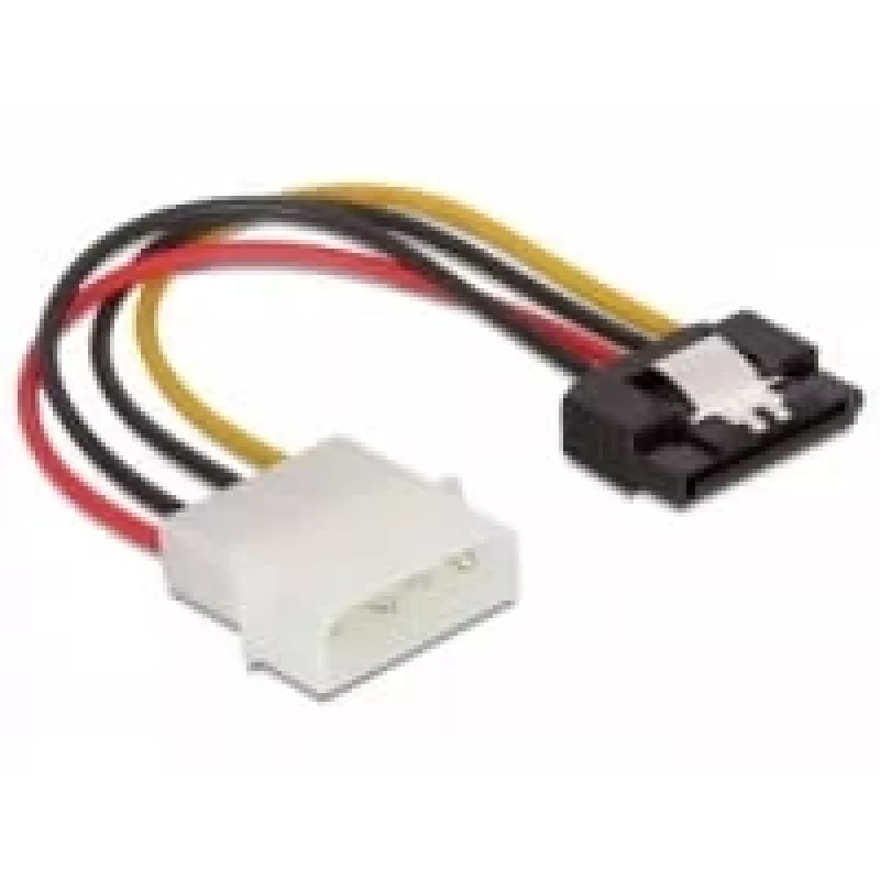 DeLOCK 60120 SATA-virtakaapeli, SATA (u) – Molex 4-nastainen (u), metallilukolla, suora, 0,12 m