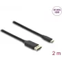 Videokaapelisovitin DELOCK USB Type-C - DisplayPort 2 m, musta