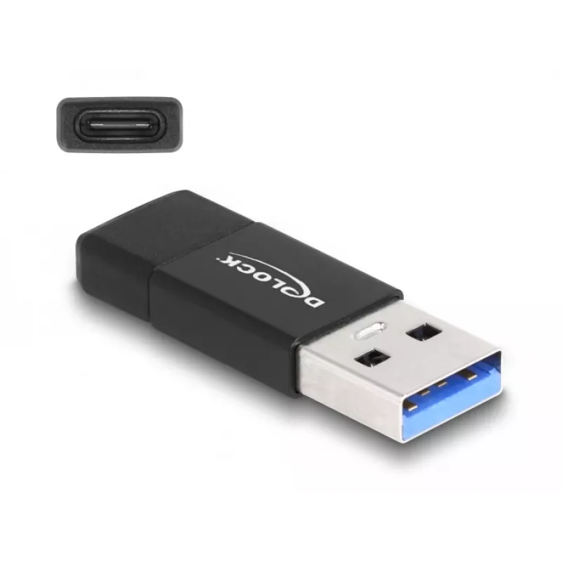DeLOCK 60001 adapteri USB A USB C musta