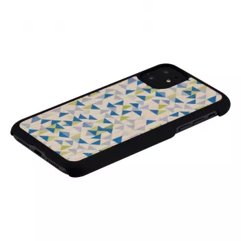 Puhelinkotelo man and wood iPhone 11:lle — sininen kolmio mustalla, suojaava kova kuori