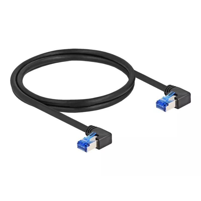 Verkkokaapeli DeLOCK RJ45 Cat.6A S/FTP kulmaliitin 1 m musta