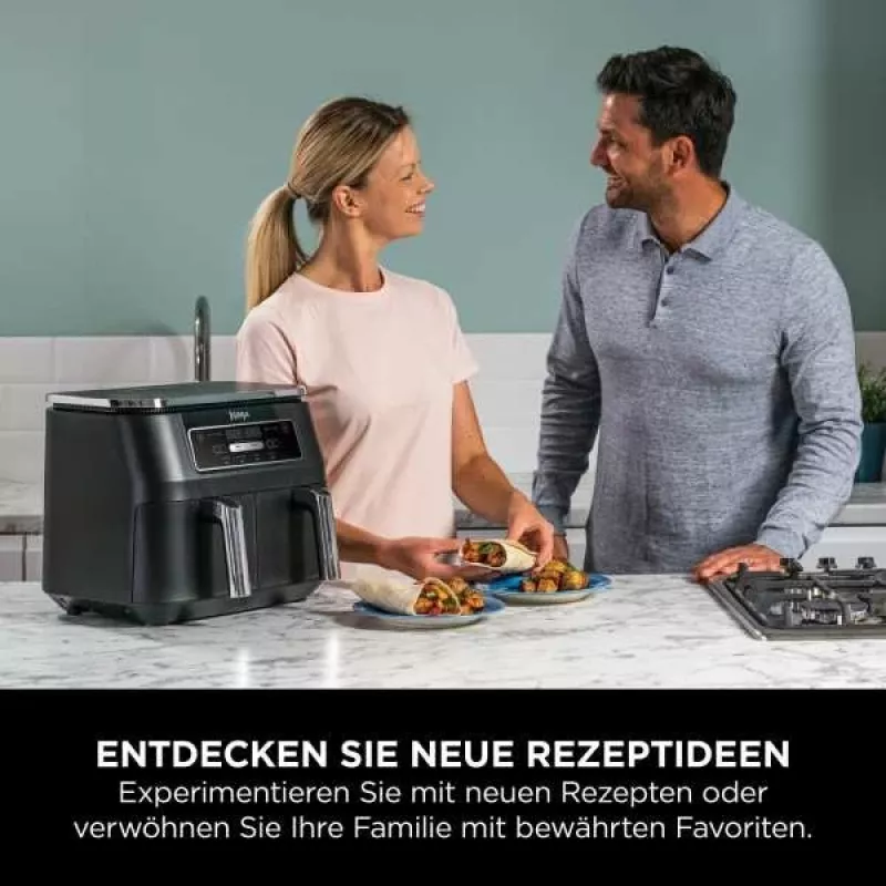 Ninja AF200EU friteerauskeitin Double 7,6 L itsenäinen 2400 W kuumailmafriteerauskeittiö musta