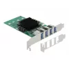DeLOCK PCI Express x4 -kortti 4 x ulkoinen USB 3.0 Quad Channel - Low Profile -muototekijä