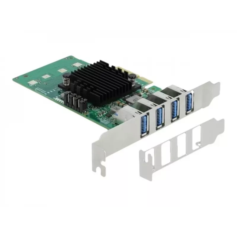 DeLOCK PCI Express x4 -kortti 4 x ulkoinen USB 3.0 Quad Channel - Low Profile -muototekijä